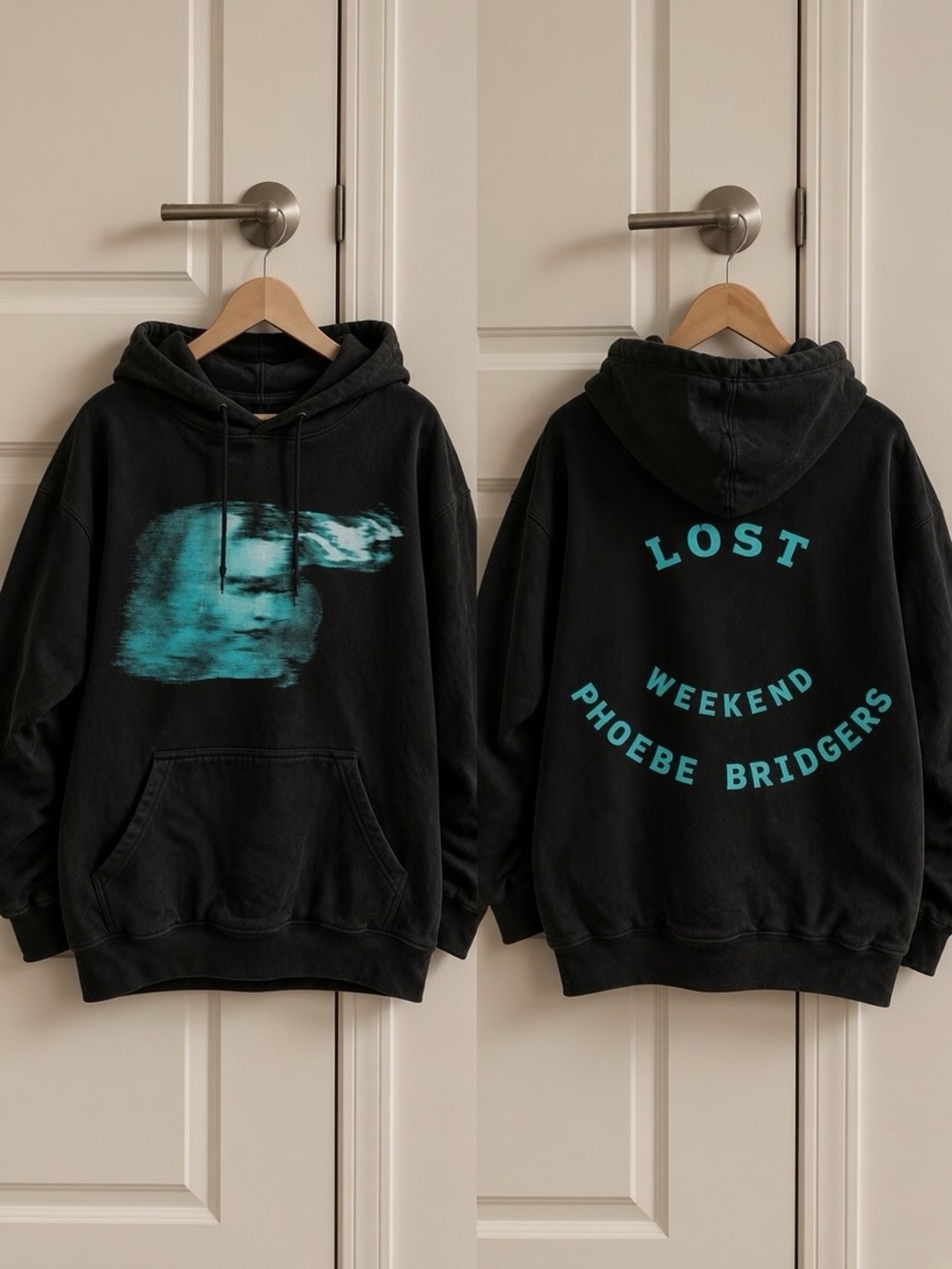 Phoebe Bridges Merch The Lost Tour 2026 Cyan Portraits Reprint Hoodie